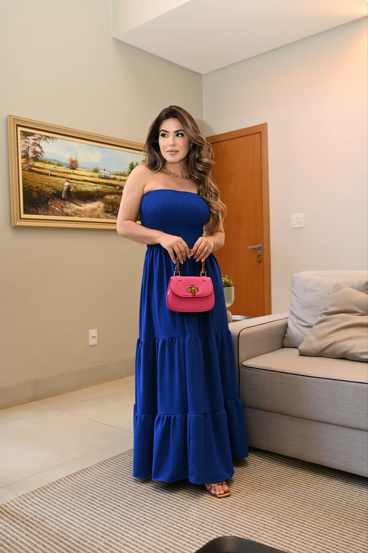 Vestido longo lastex - B49