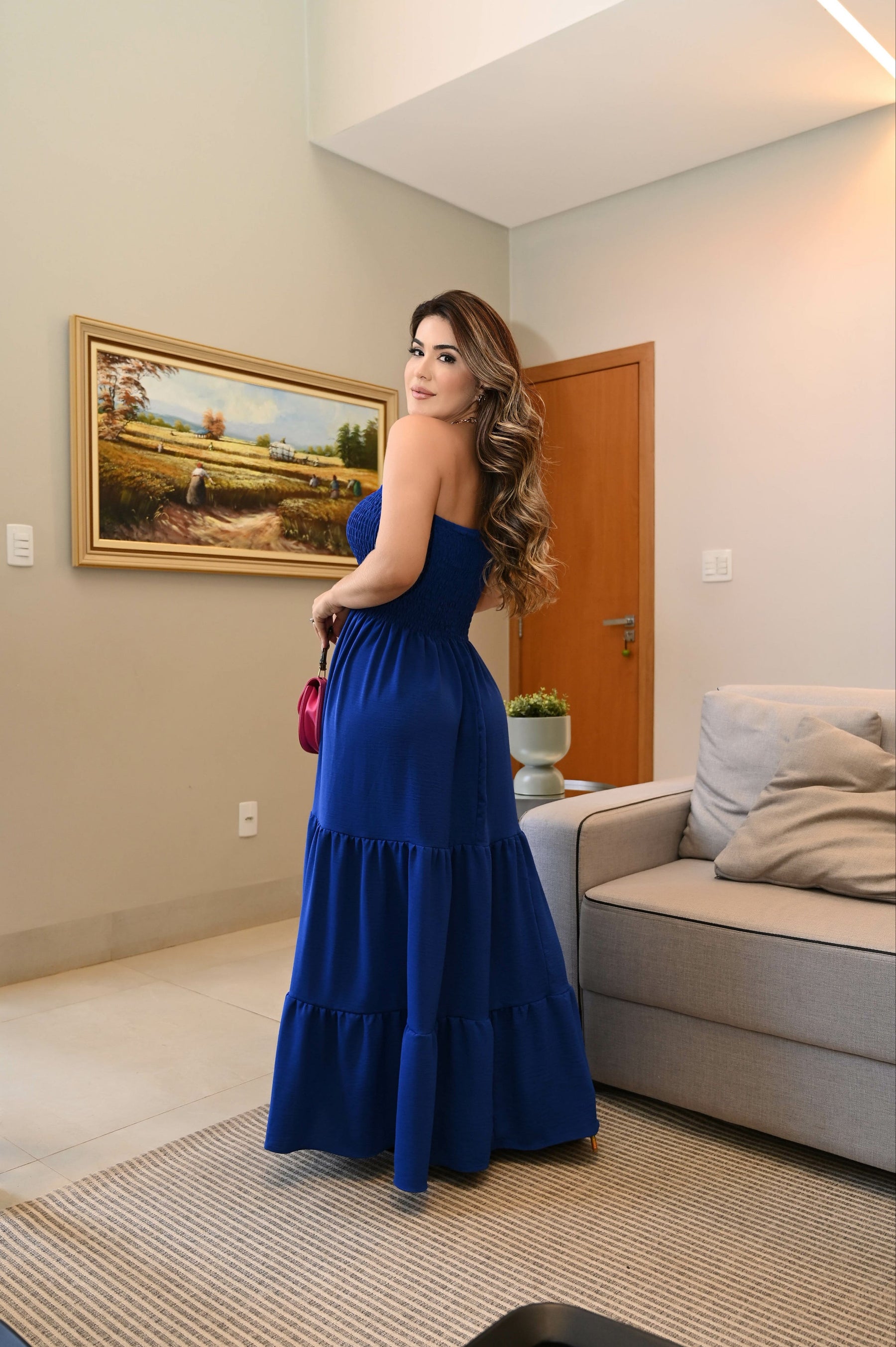 Vestido longo lastex - B49