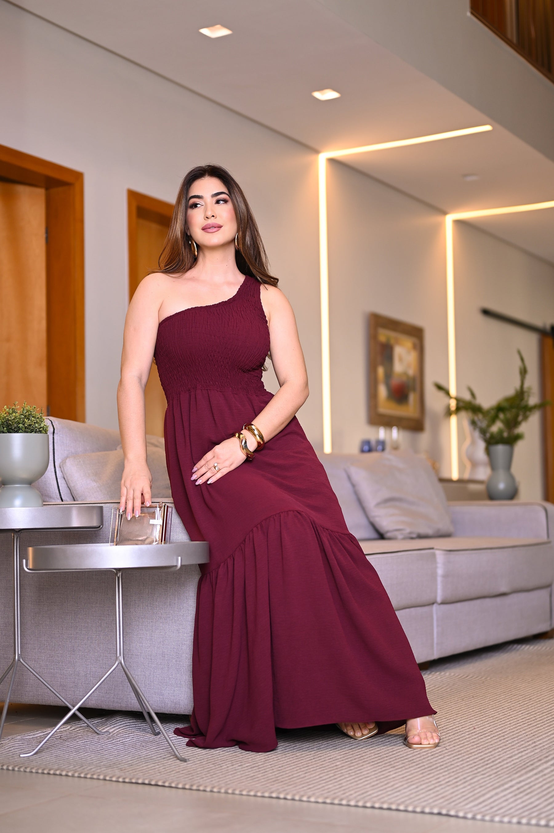 Vestido longo nula manga - B313