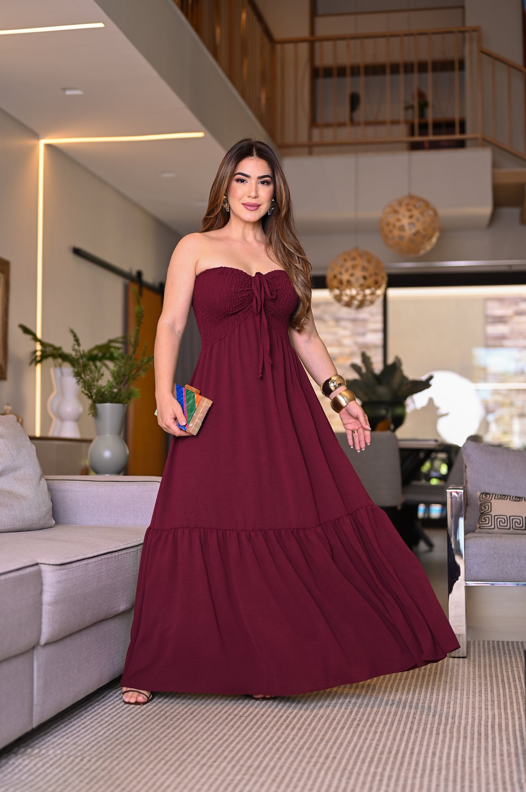 Vestido longo lastex - B316