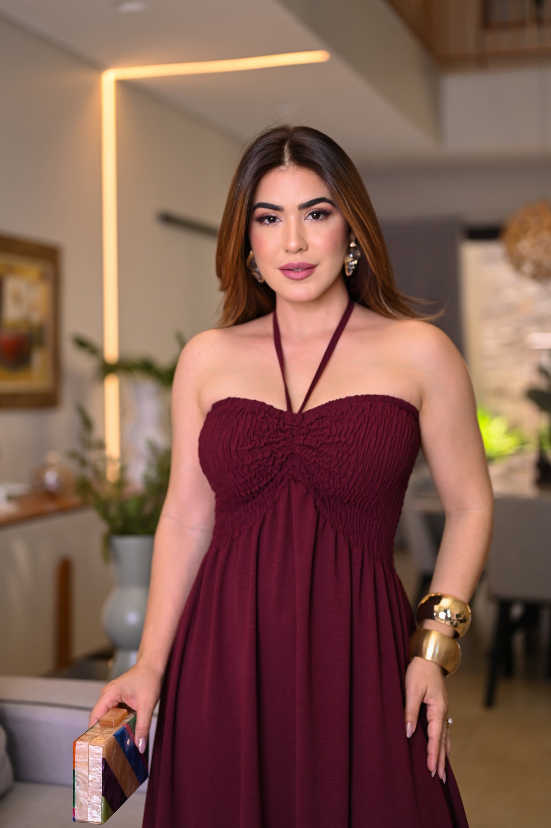 Vestido longo lastex - B316