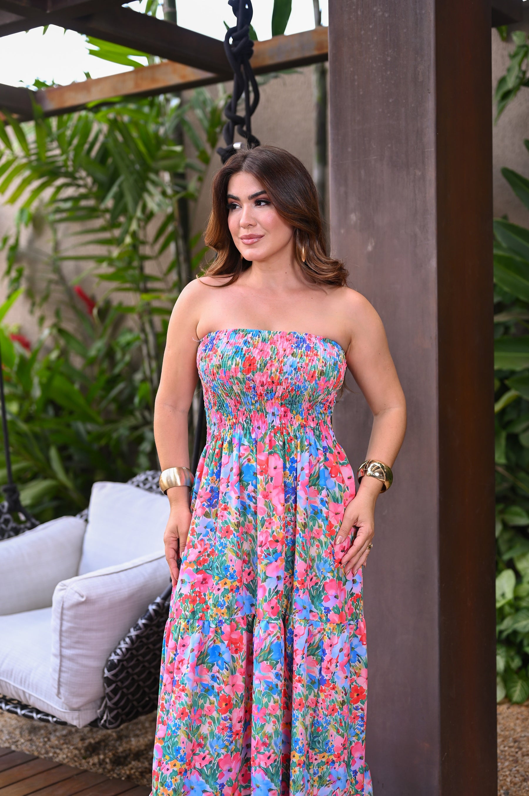 Vestido longo lastex - B395