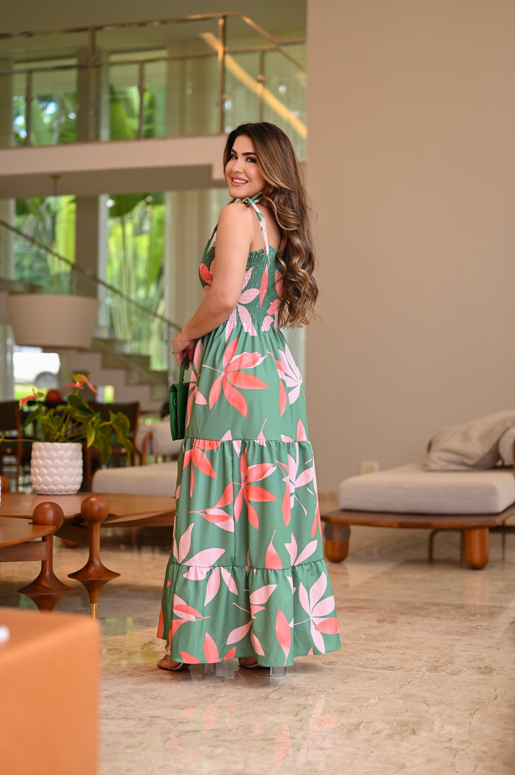 Vestido longo lastex - B299