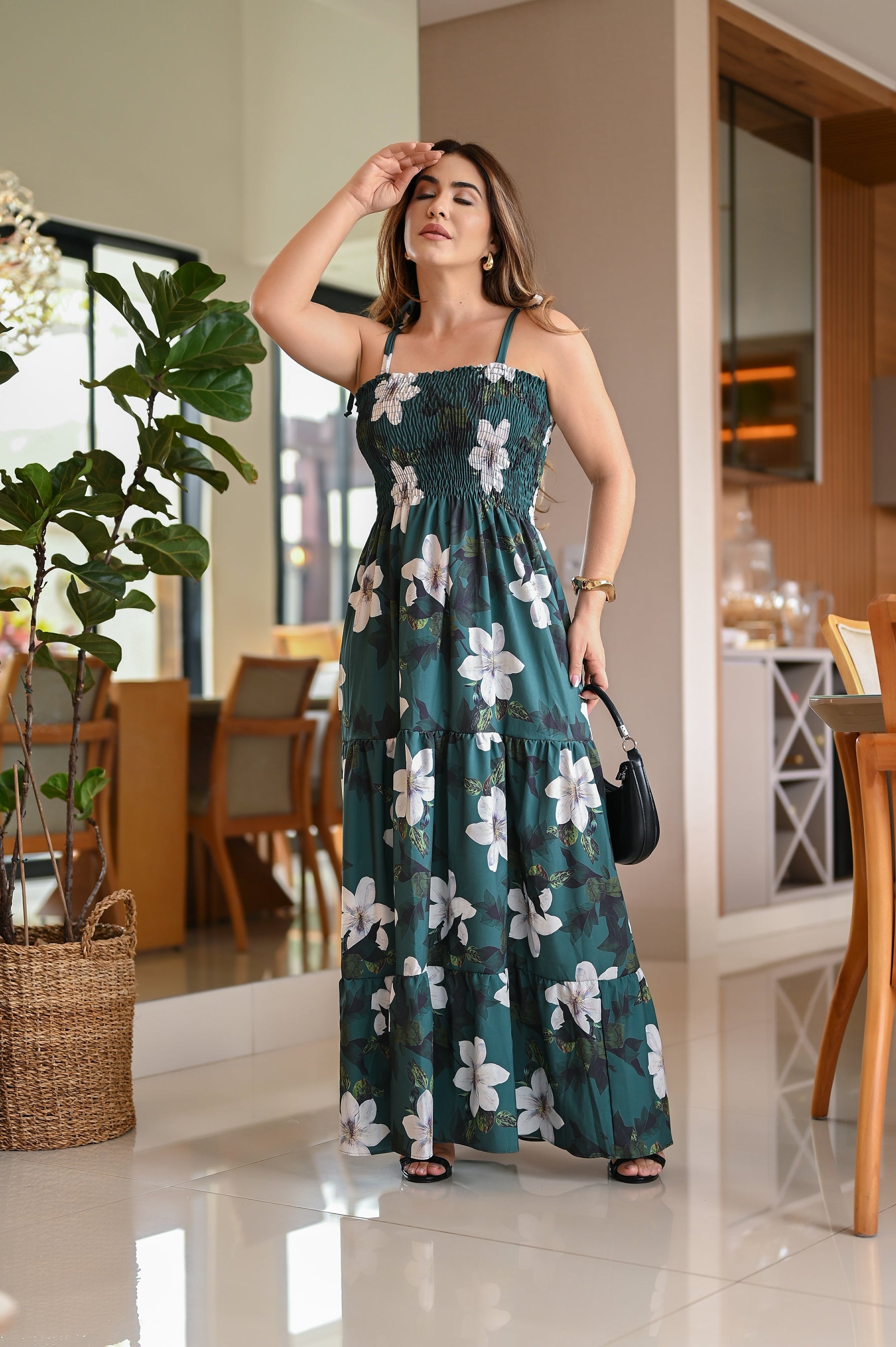 Vestido longo lastex - B254