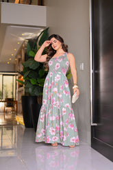 Vestido longo nula manga - B364