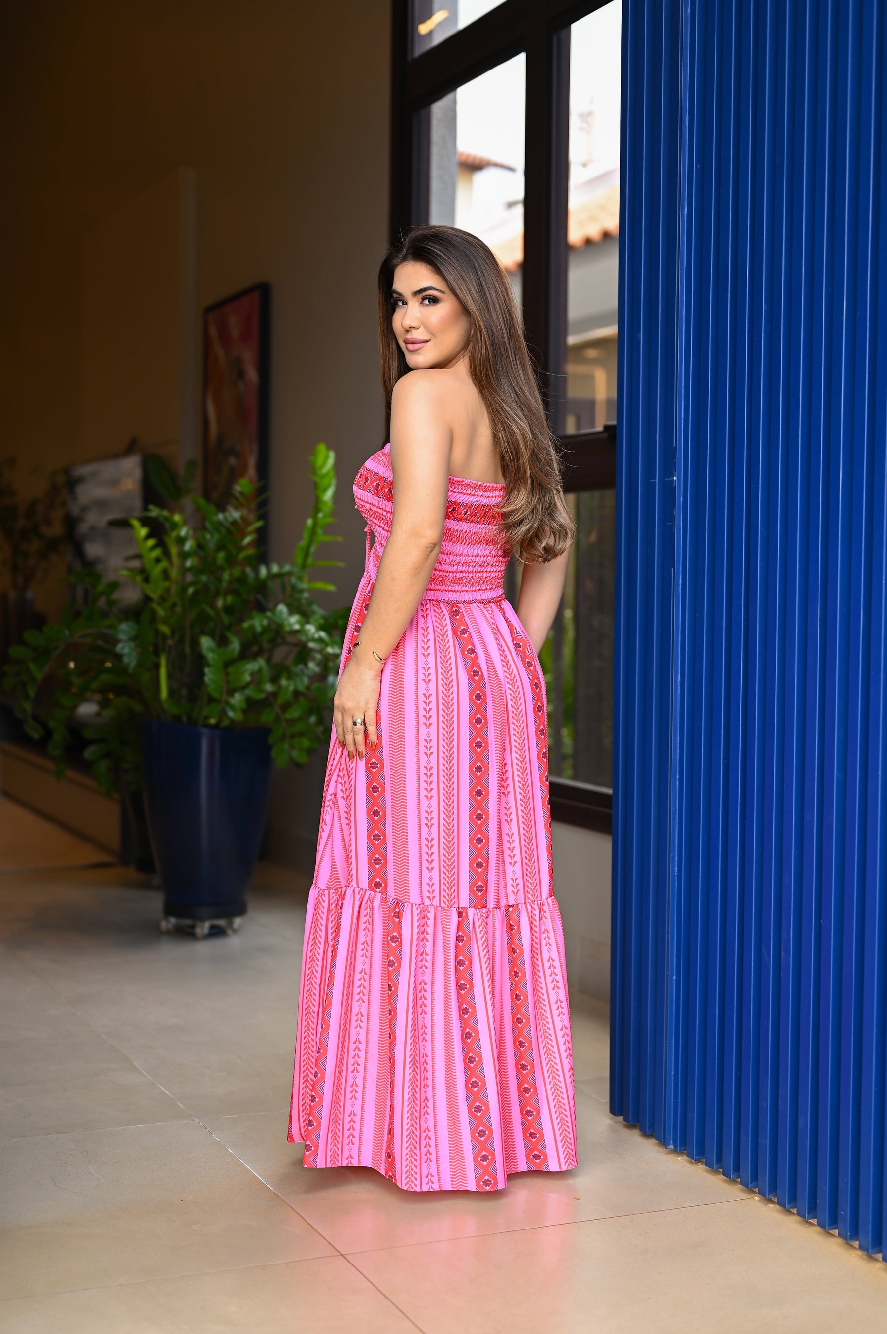 Vestido longo lastex - B326