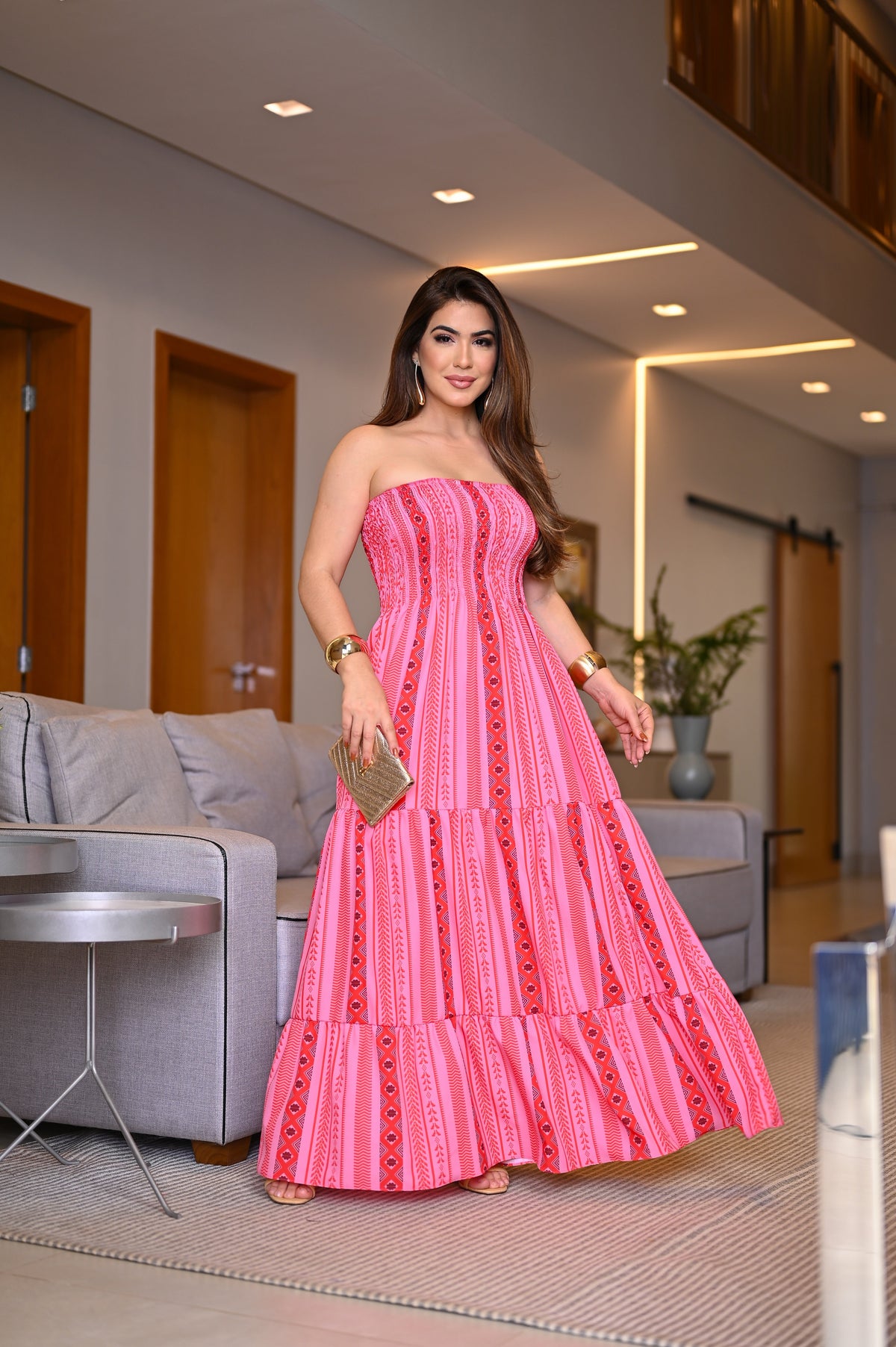 Vestido longo lastex - B330