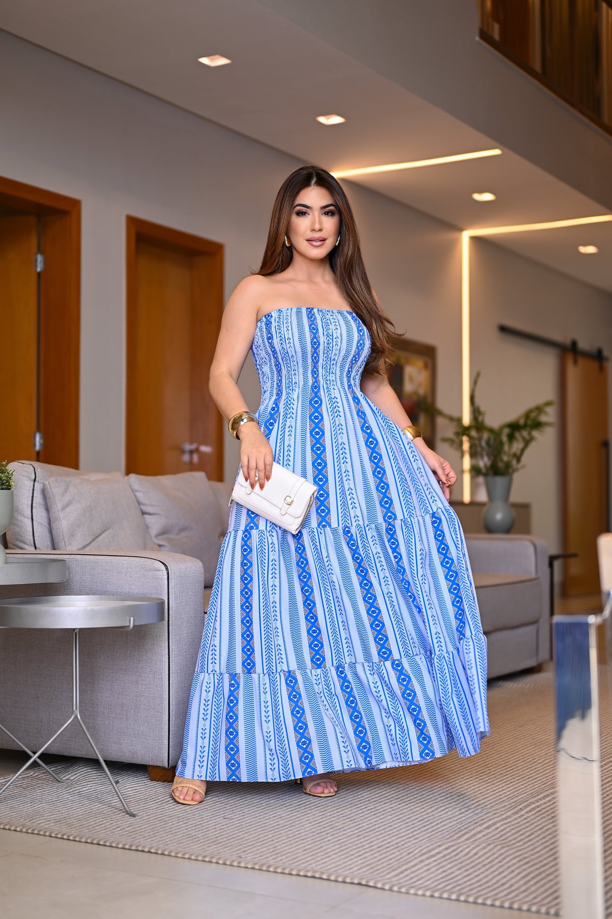 Vestido longo lastex - B332