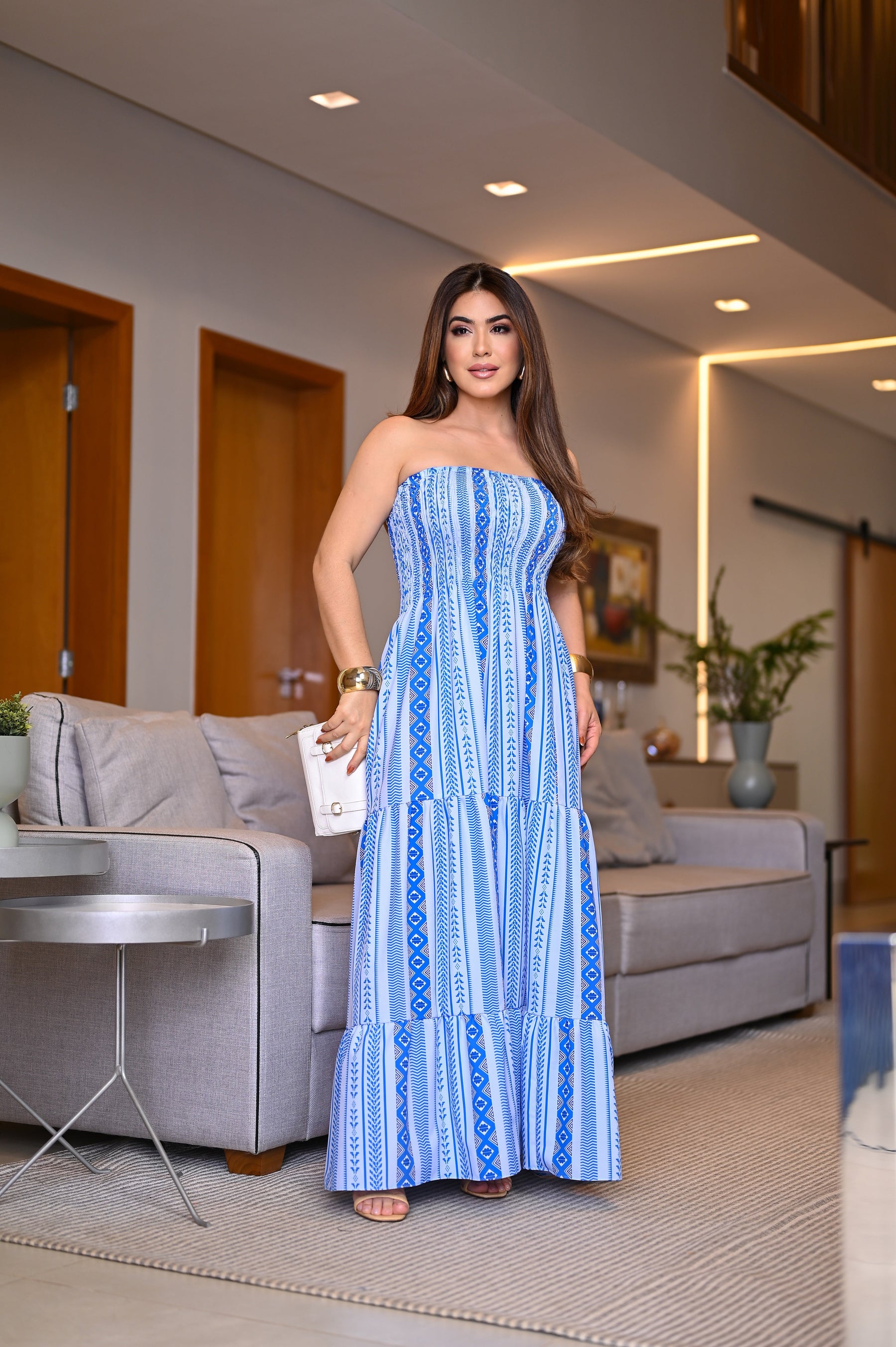 Vestido longo lastex - B332