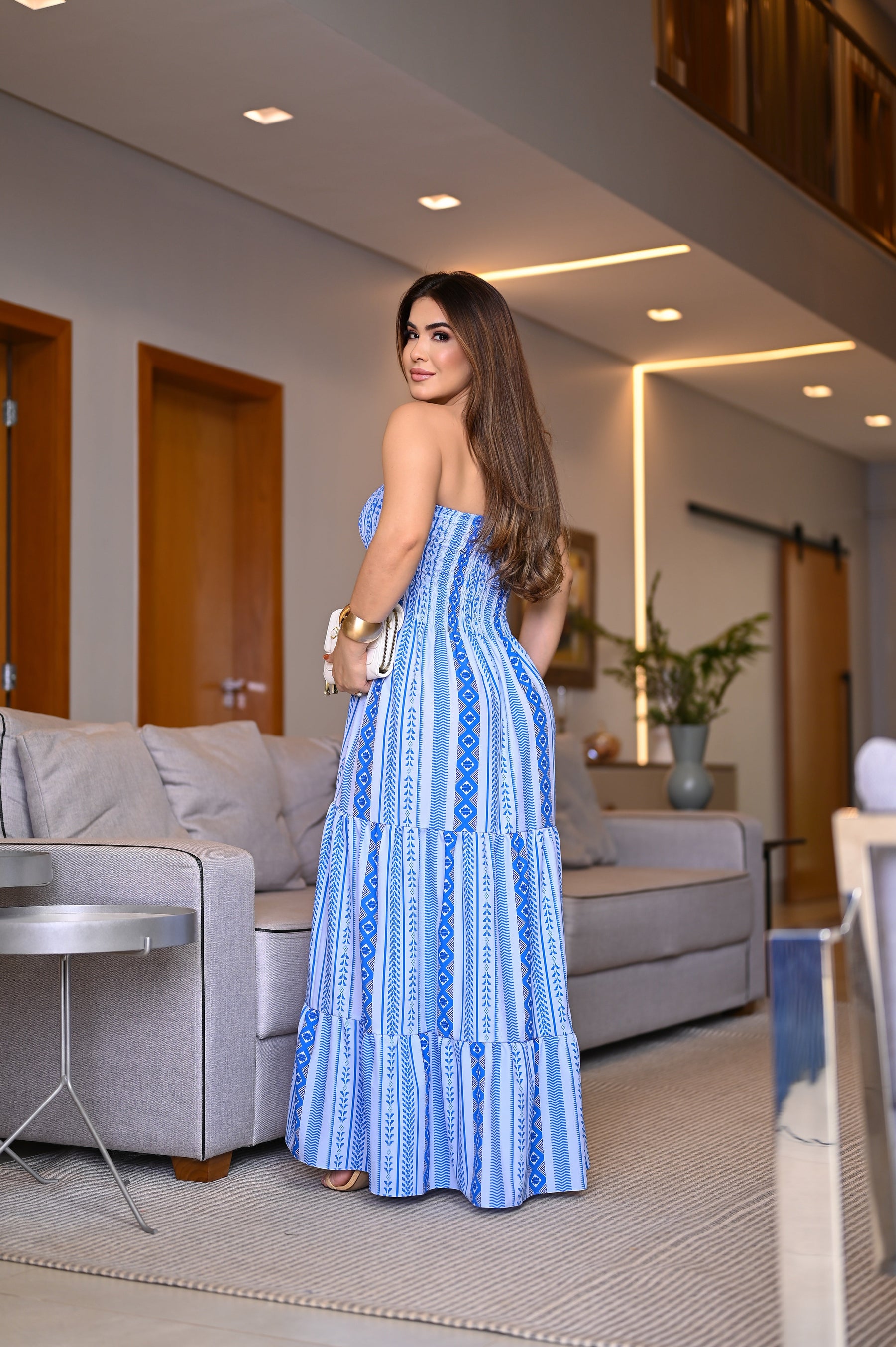 Vestido longo lastex - B332
