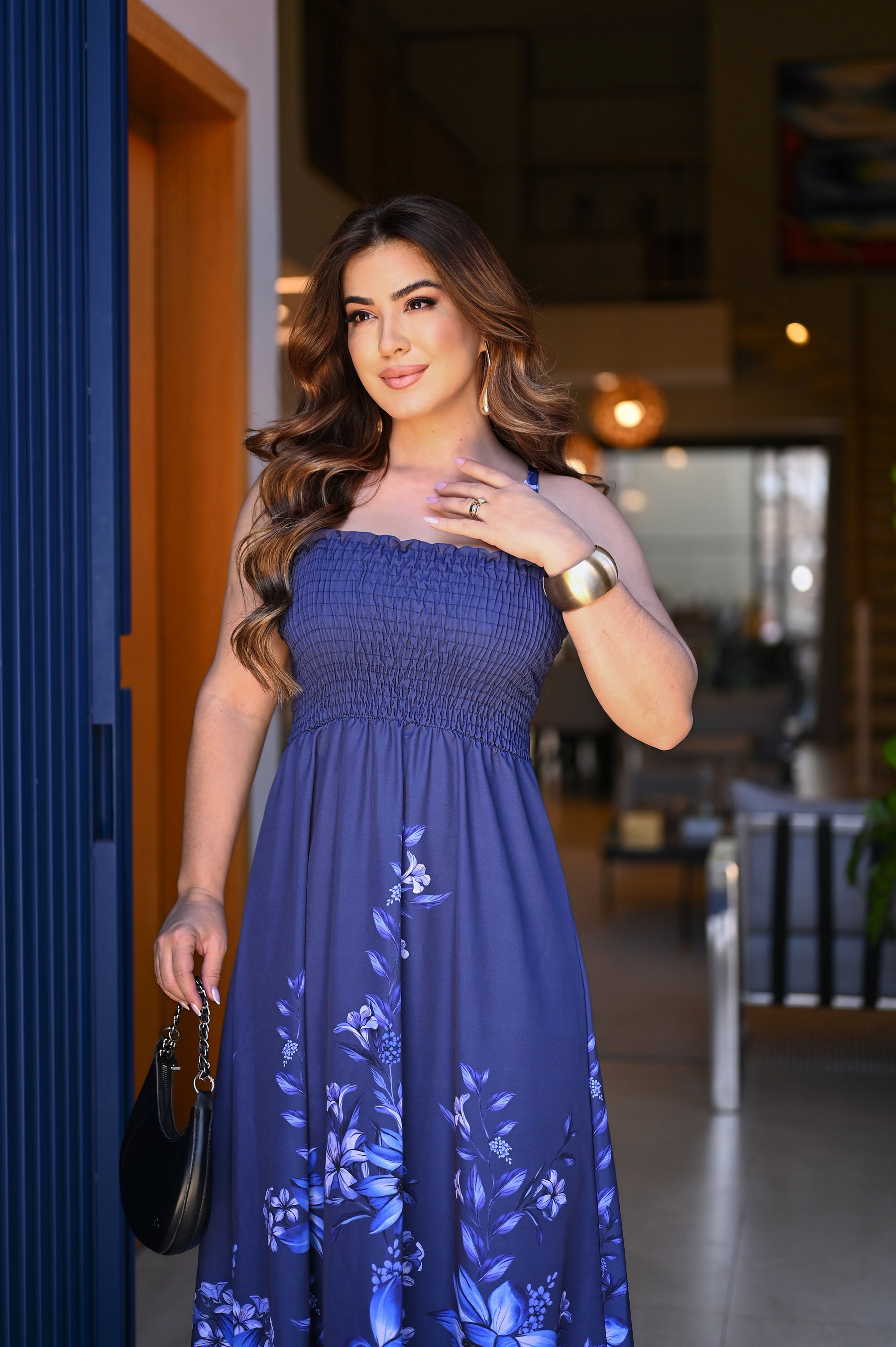 Vestido longo lastex - B378