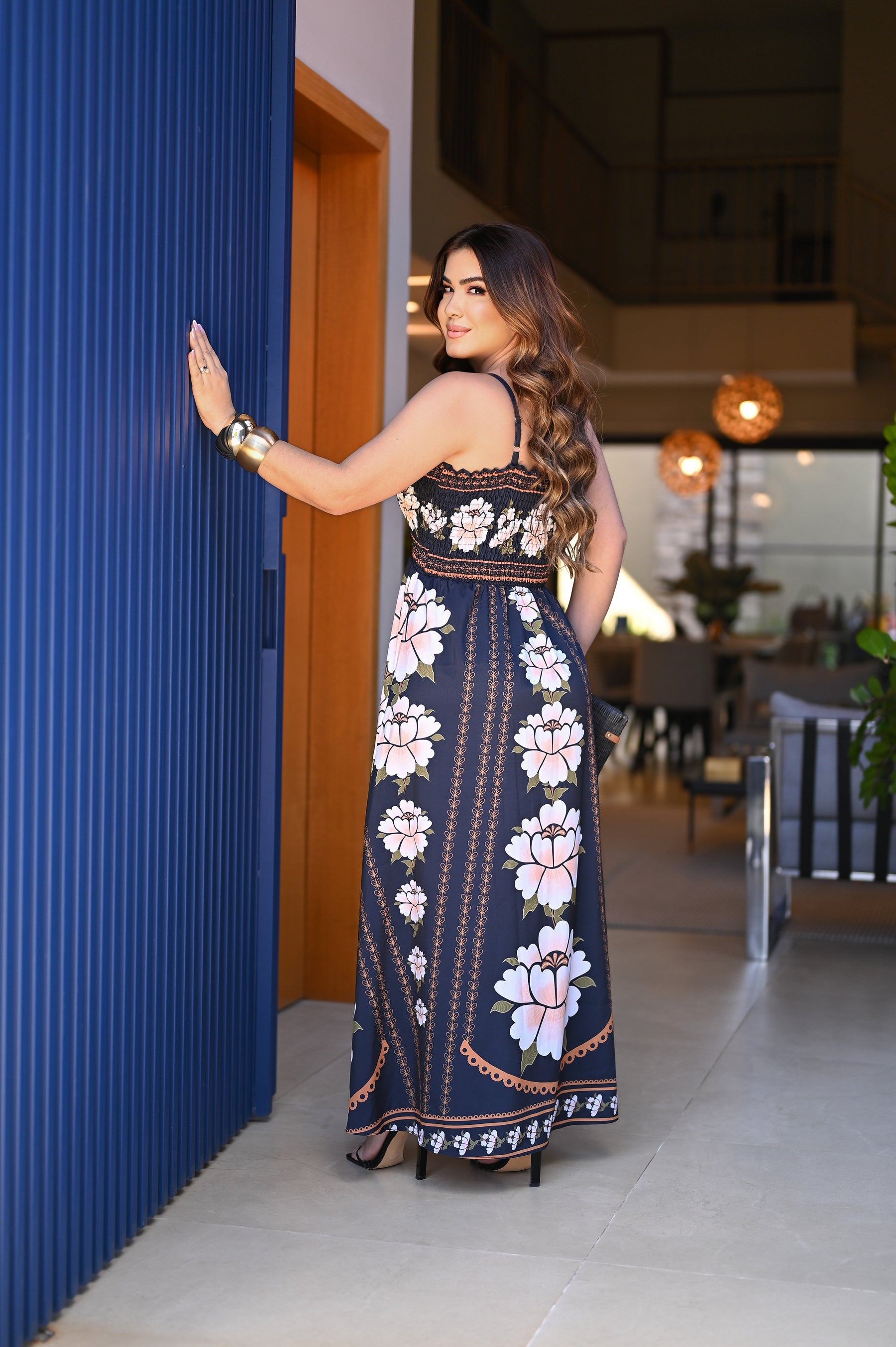 Vestido longo lastex - B375