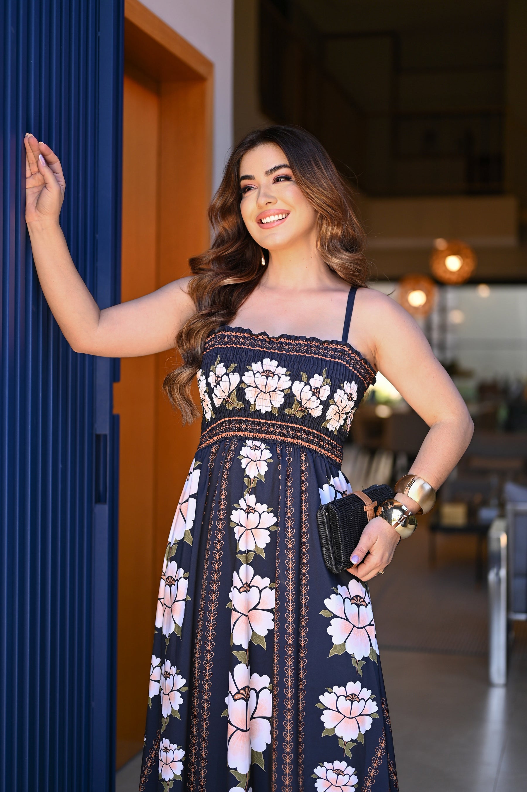 Vestido longo lastex - B375