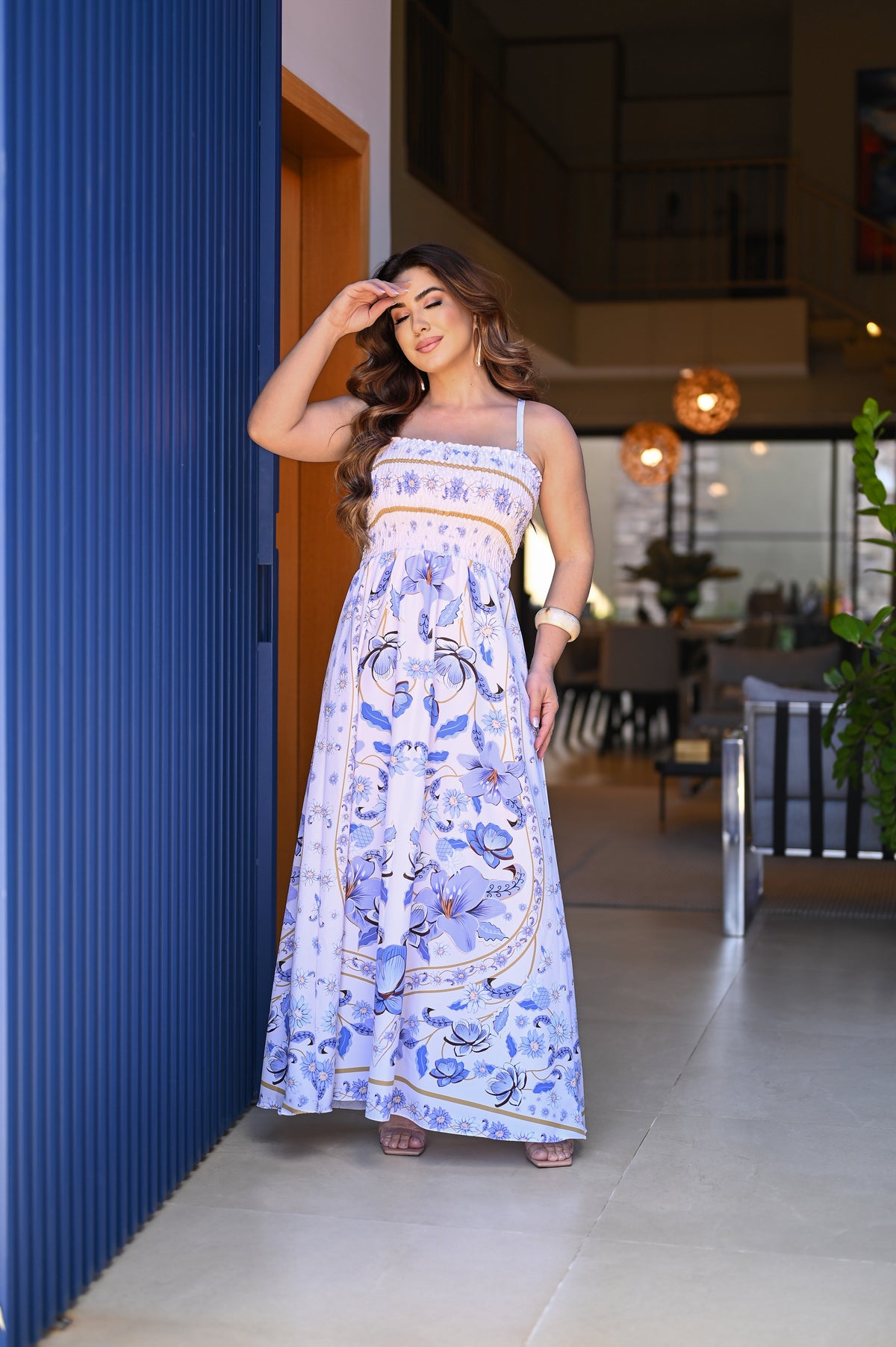 Vestido longo lastex - B377