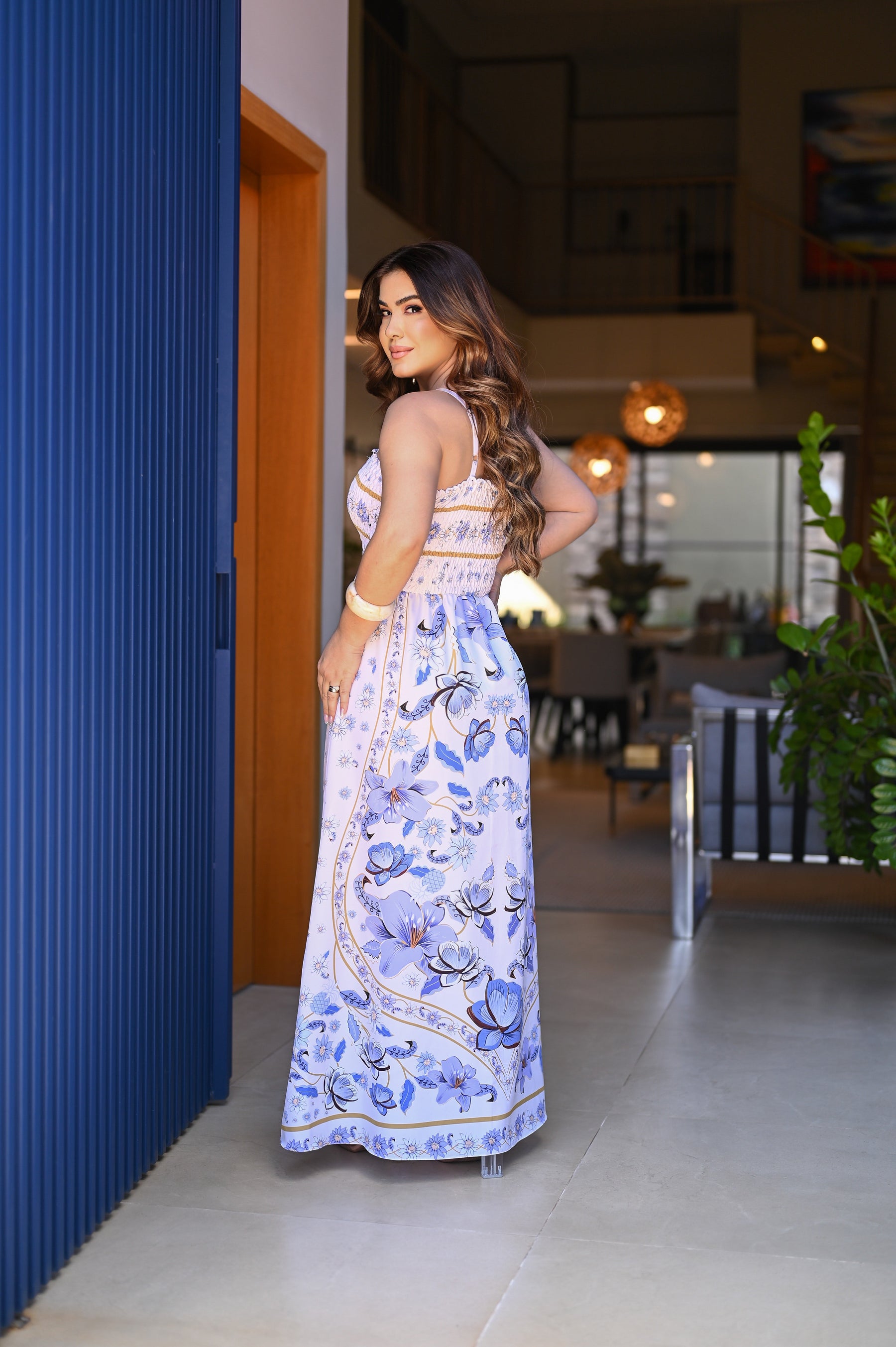 Vestido longo lastex - B377