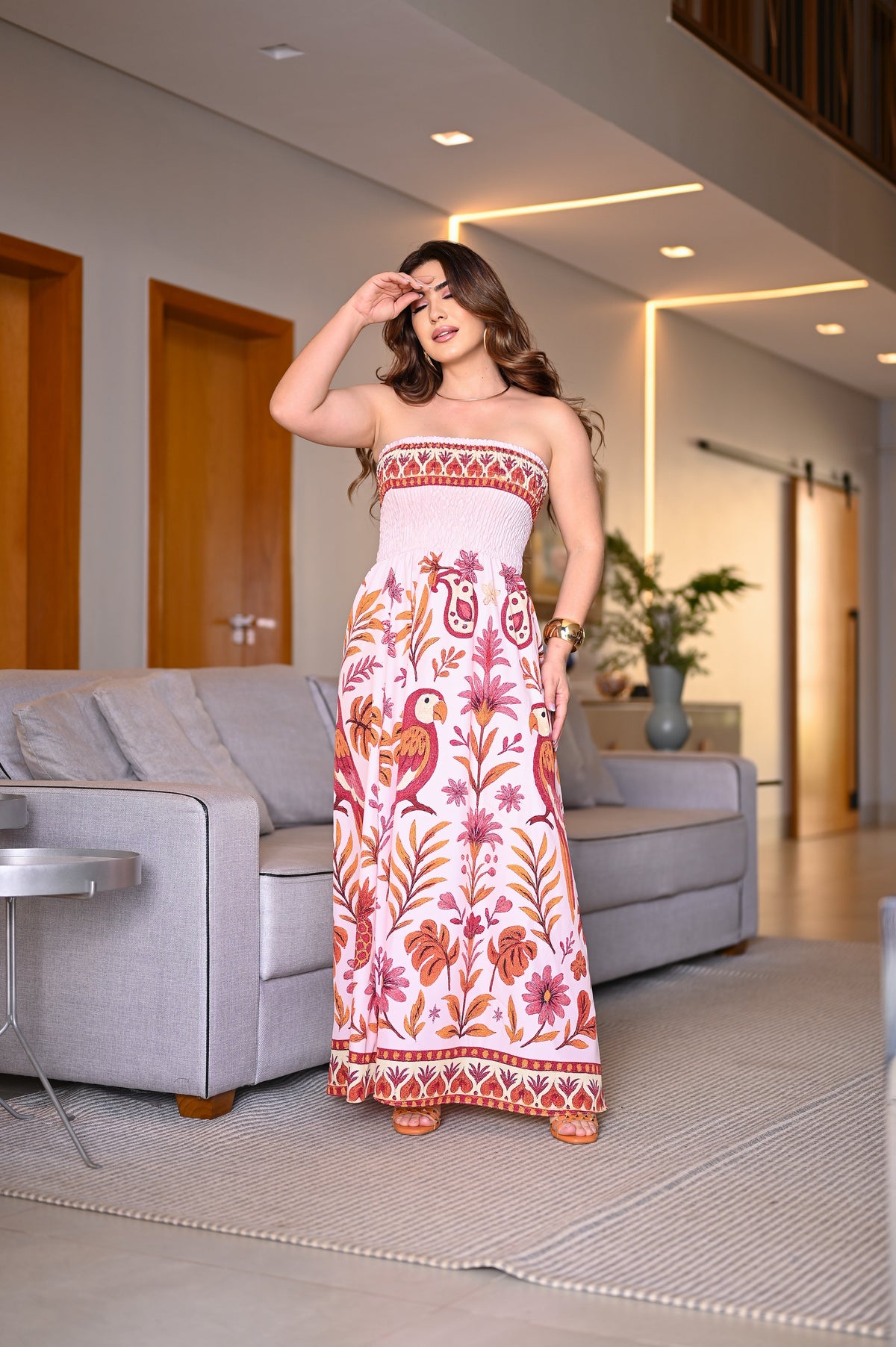 Vestido longo lastex - B380