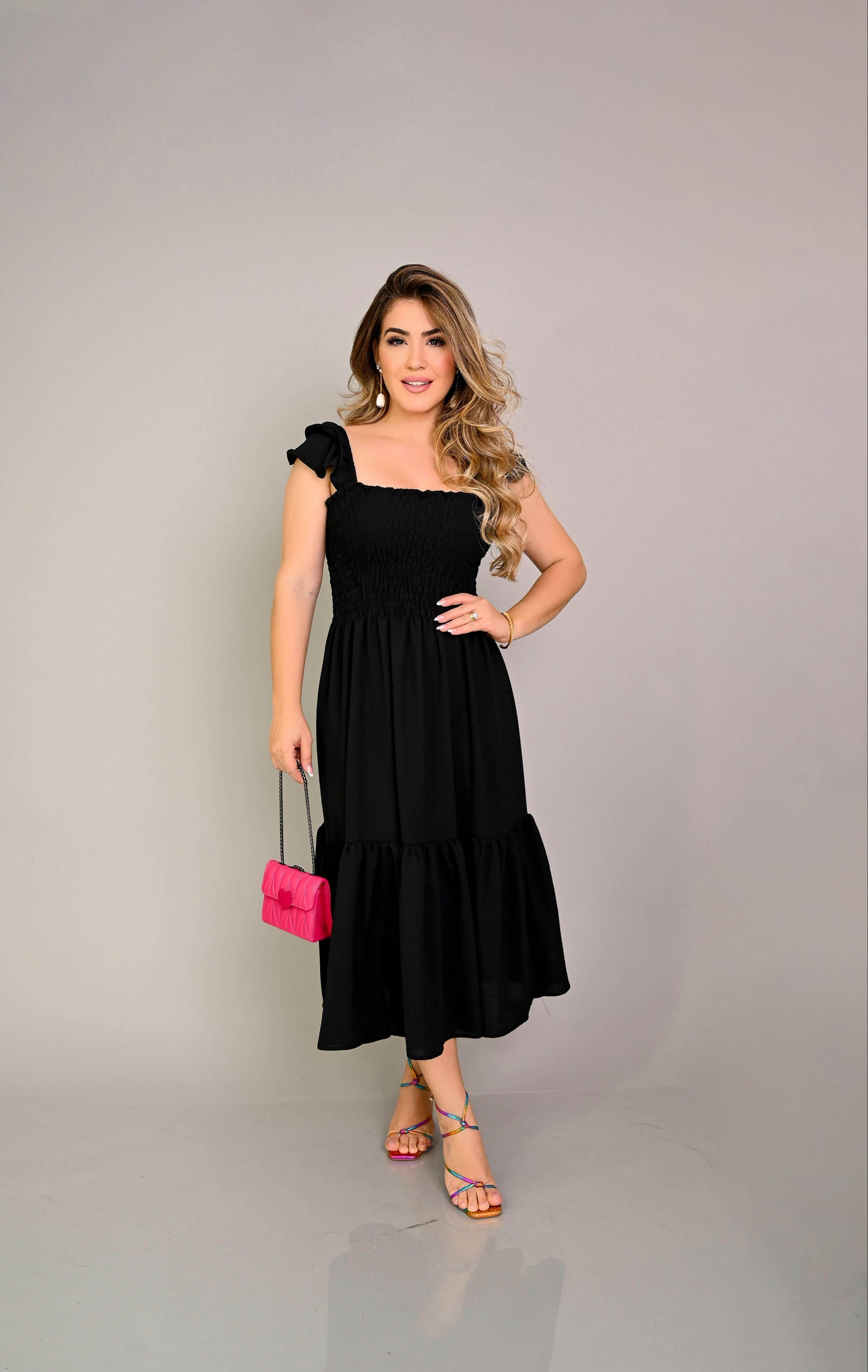 Vestido midi lastex - B66