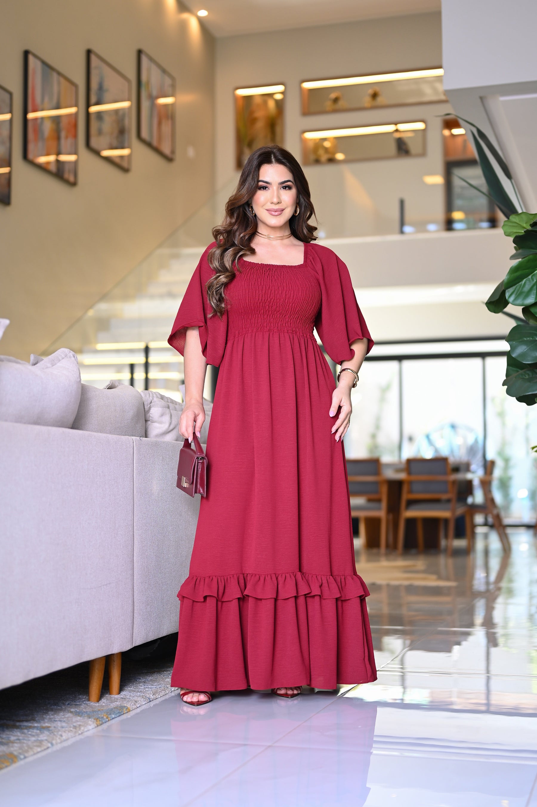 Vestido longo lastex - B389