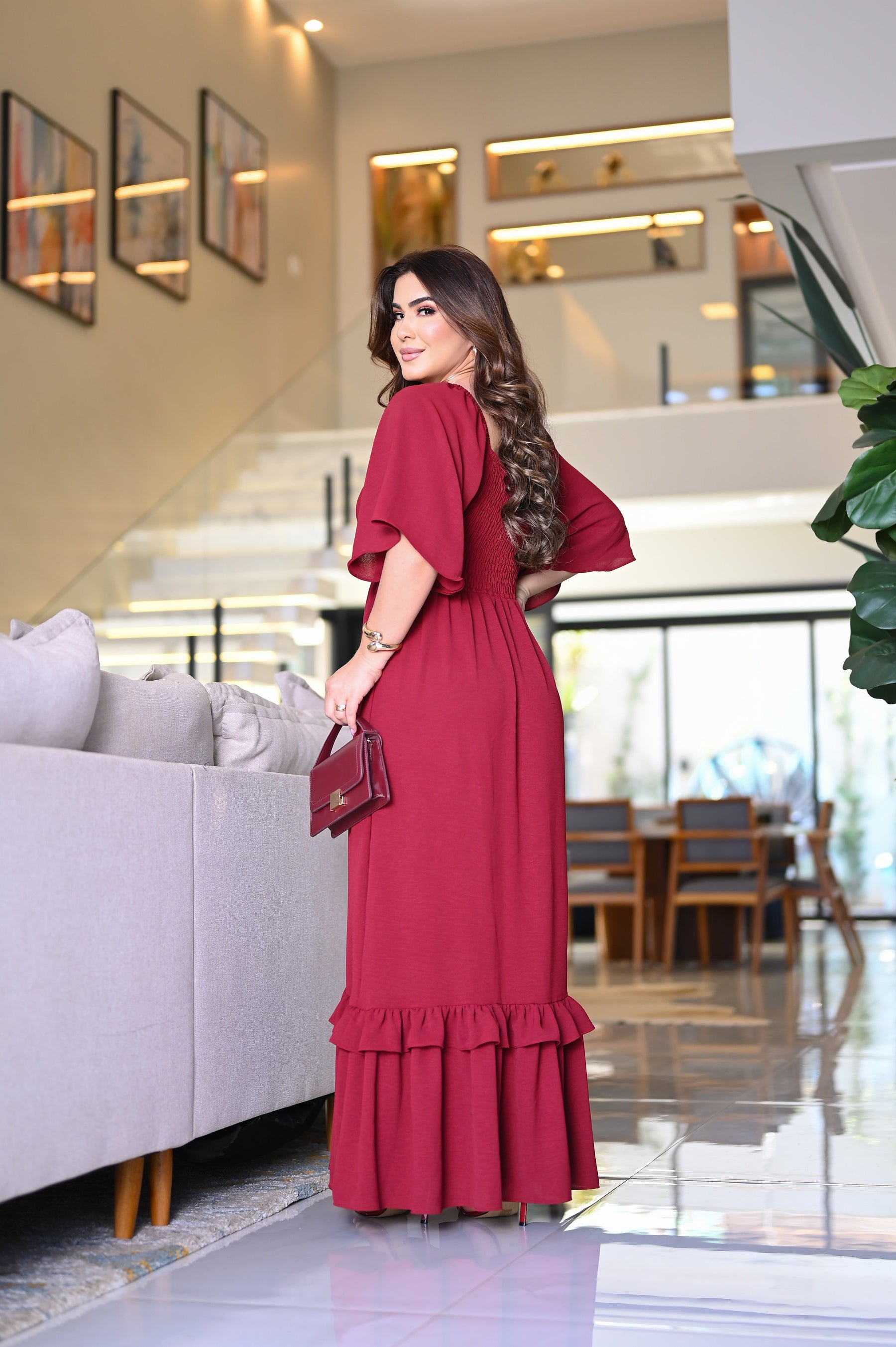 Vestido longo lastex - B389