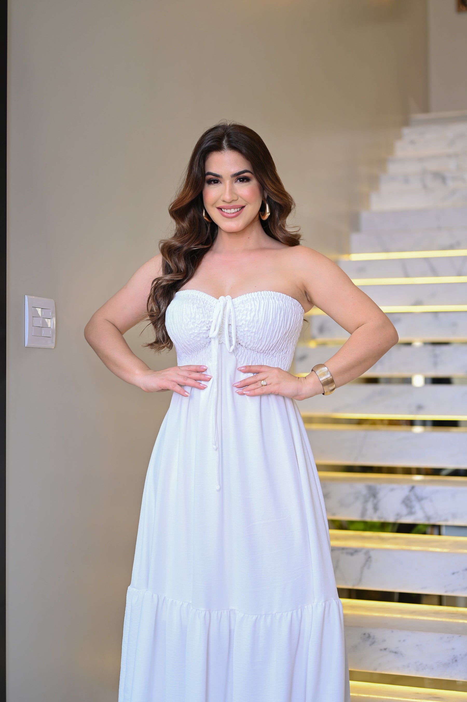 Vestido longo lastex - B384