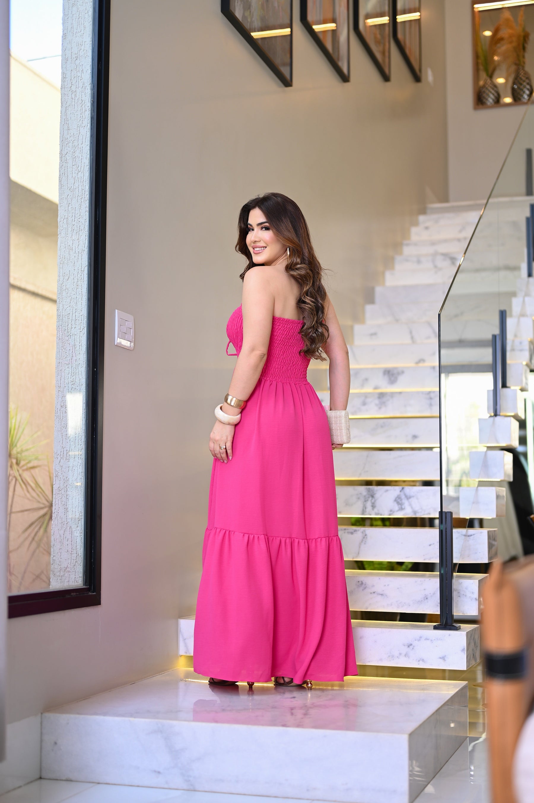 Vestido longo lastex - B383