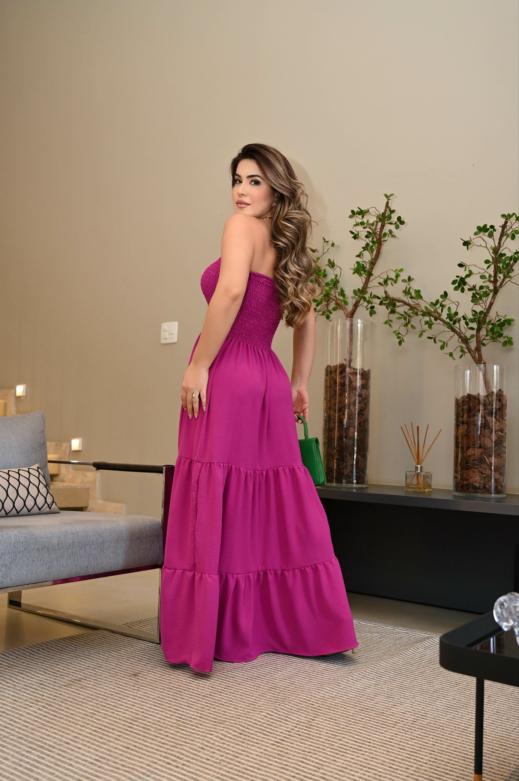 Vestido longo lastex - B48