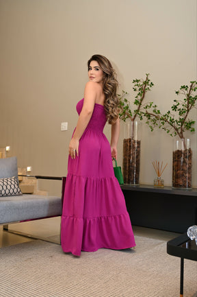 Vestido longo lastex - B48