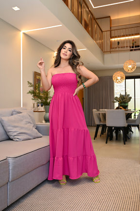 Vestido longo lastex - B82