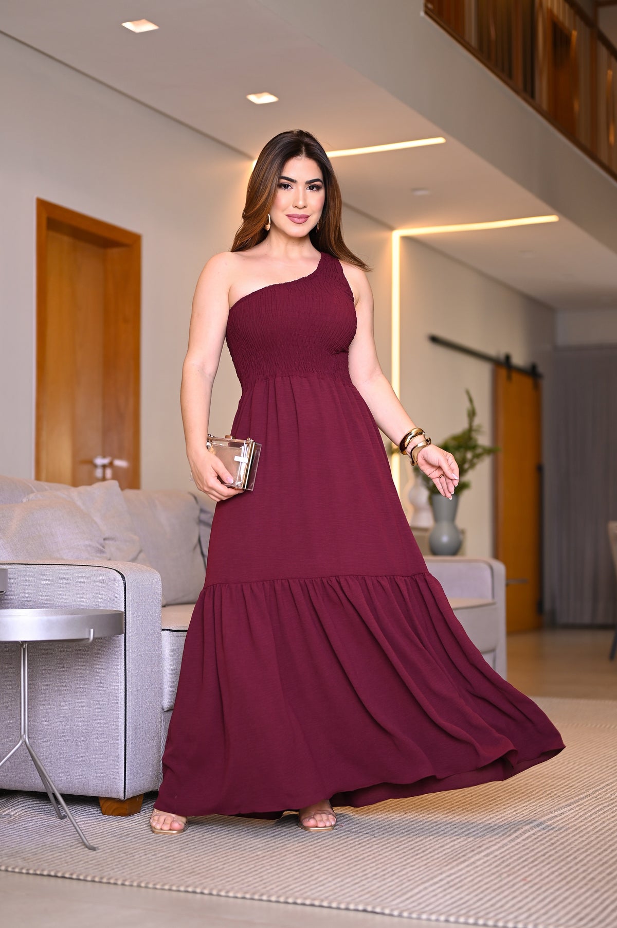 Vestido longo nula manga - B313