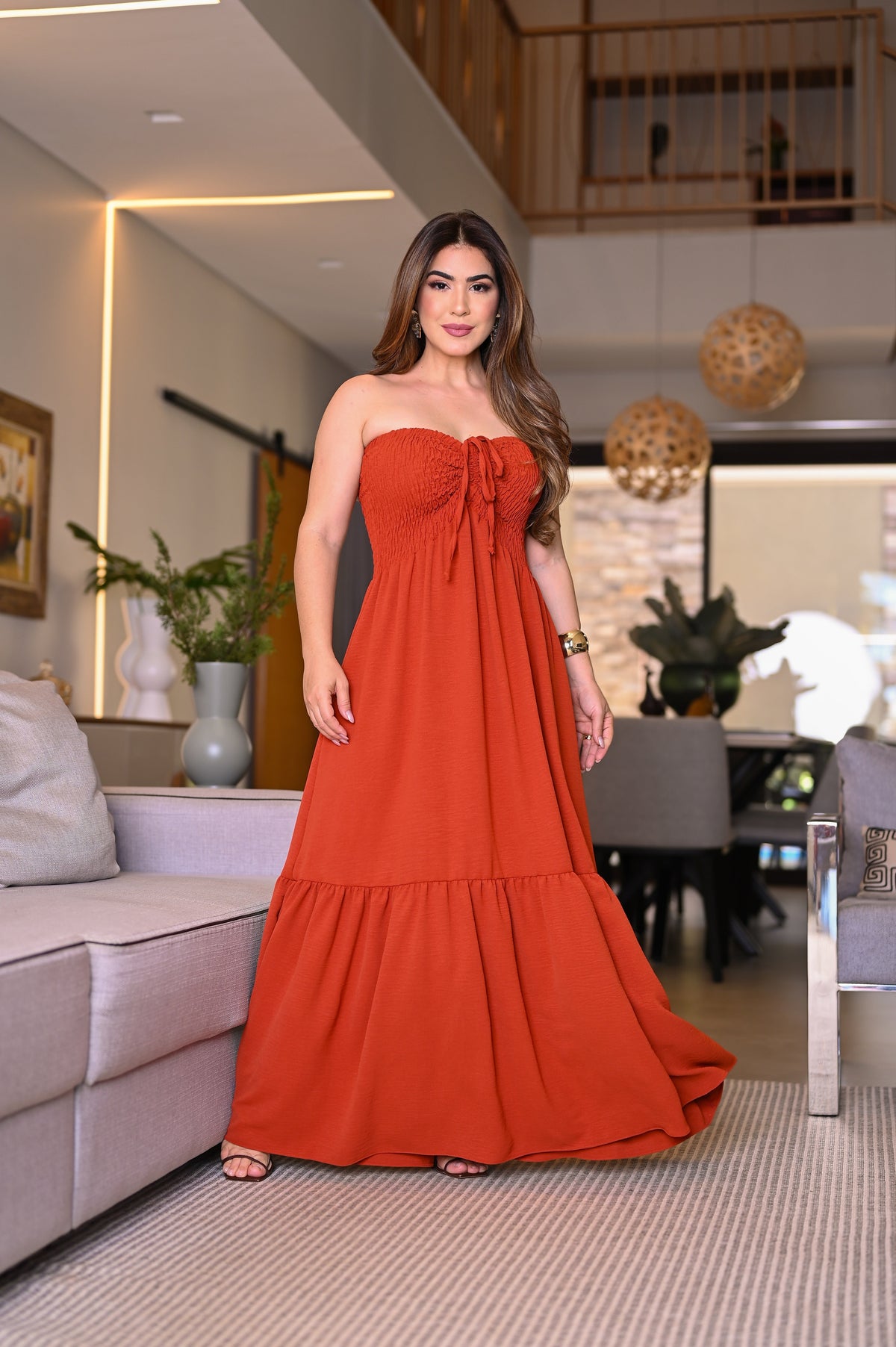 Vestido longo lastex - B318