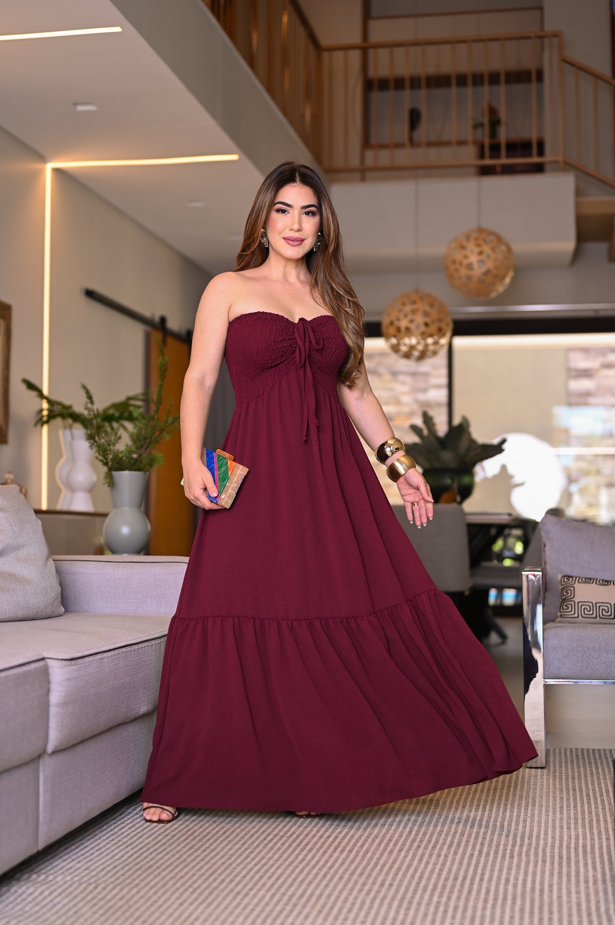 Vestido longo lastex - B316
