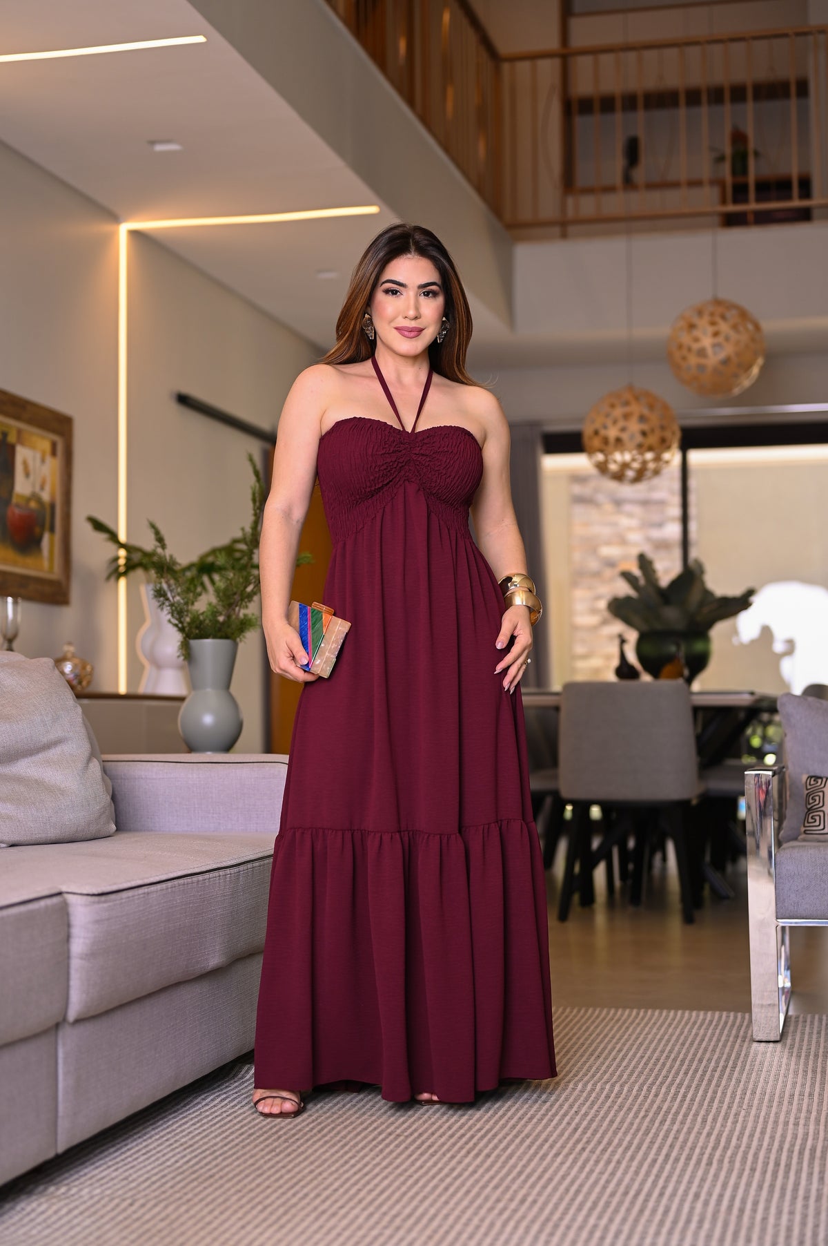 Vestido longo lastex - B316
