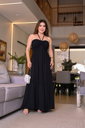 Vestido longo lastex - B317