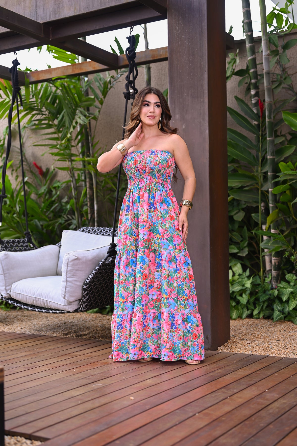 Vestido longo lastex - B395