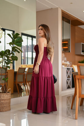 Vestido longo lastex - B258