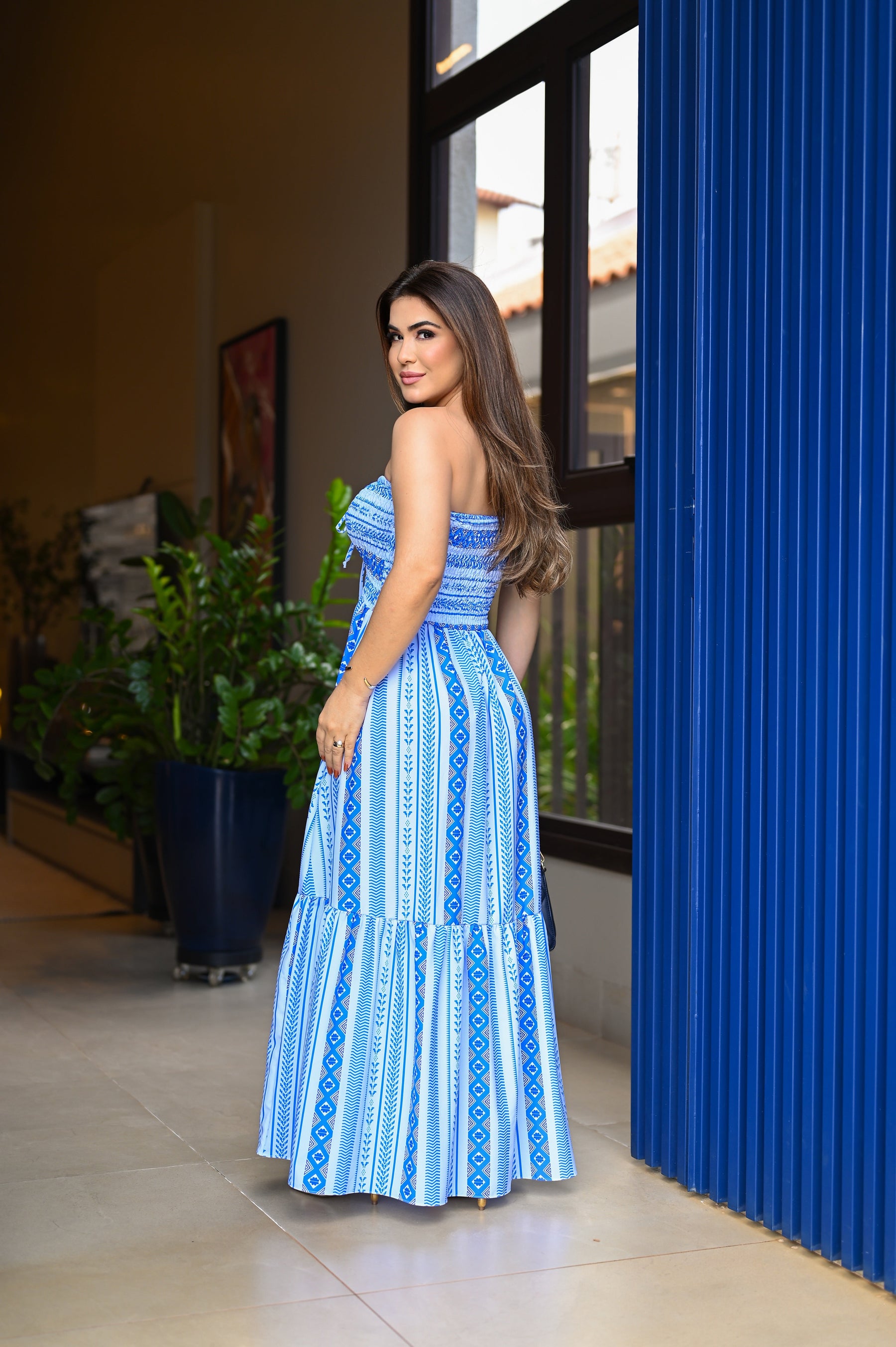 Vestido longo lastex - B327