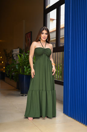 Vestido longo lastex - B328
