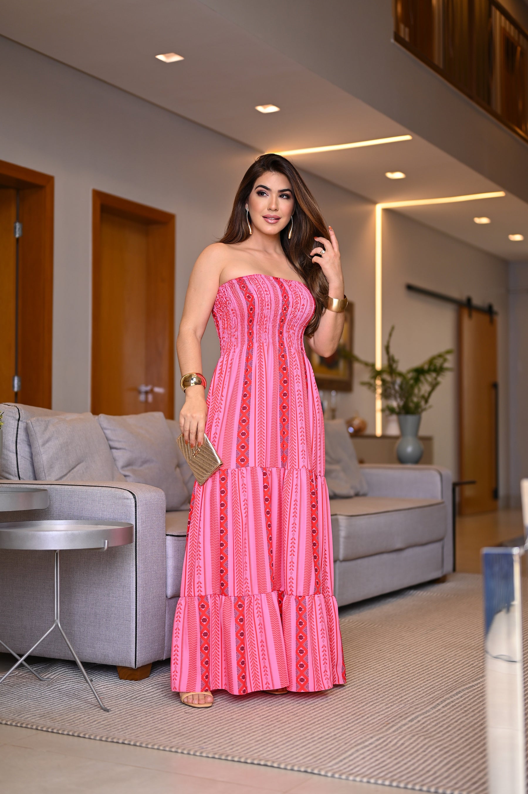 Vestido longo lastex - B330