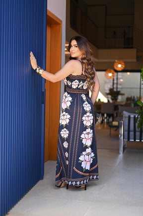 Vestido longo lastex - B375