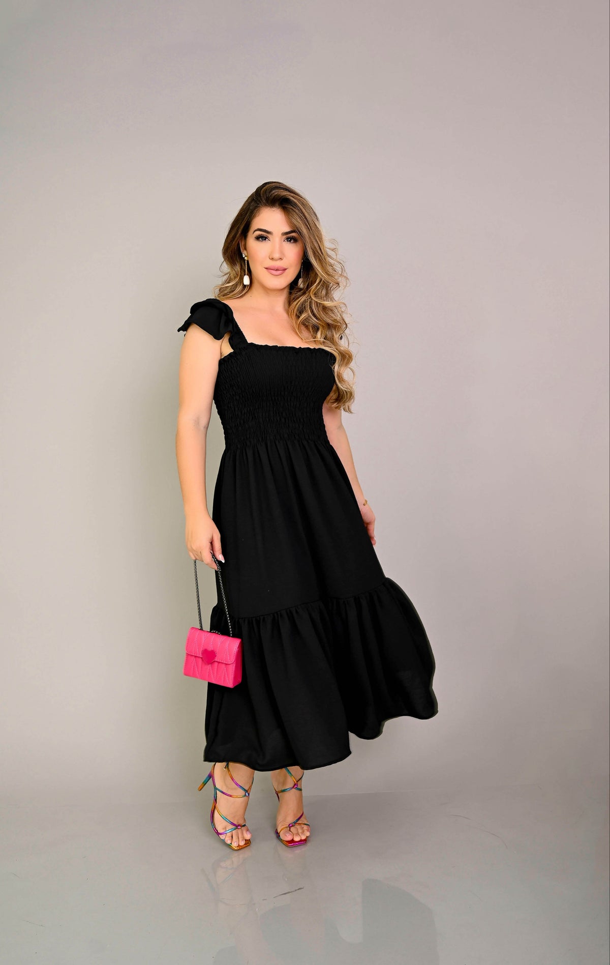 Vestido midi lastex - B66