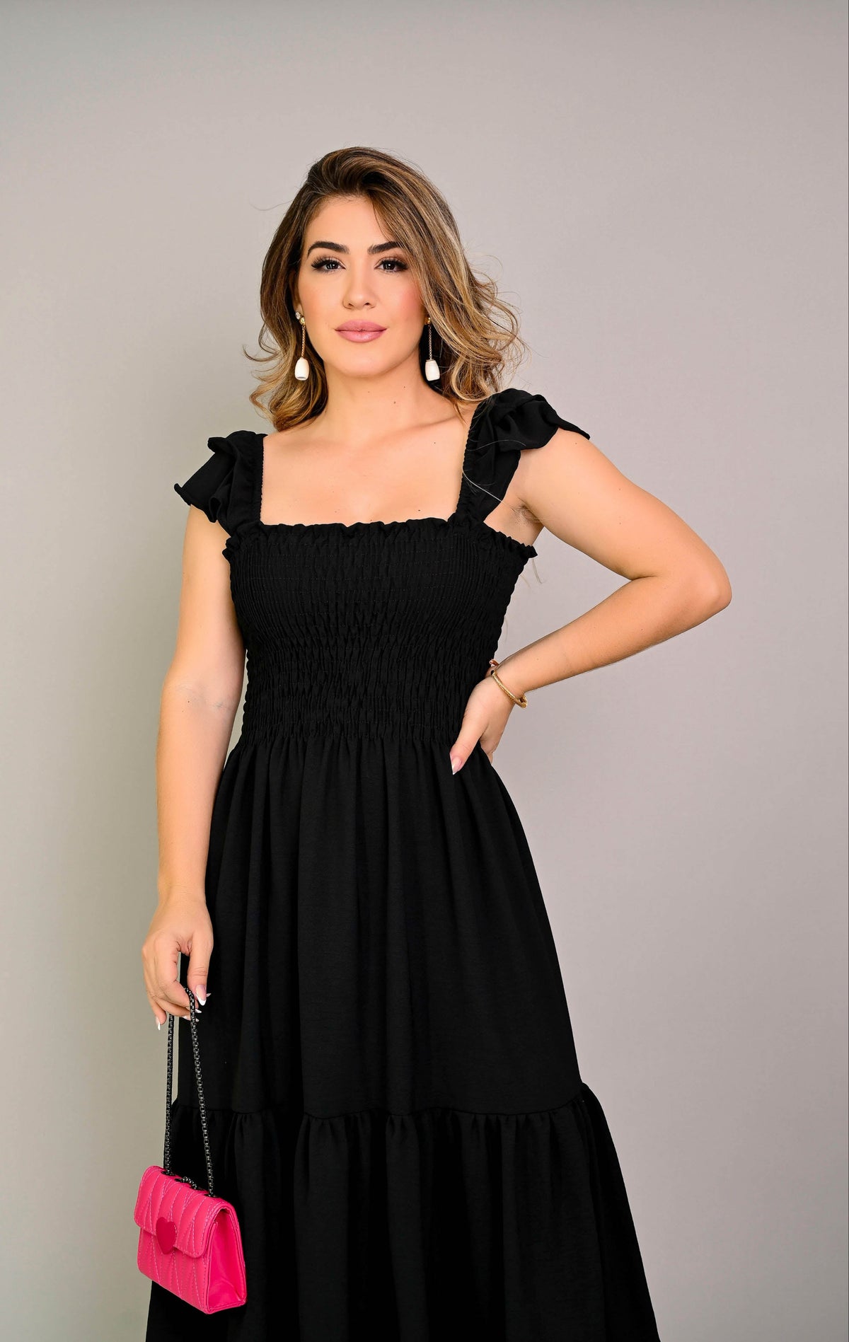 Vestido midi lastex - B66