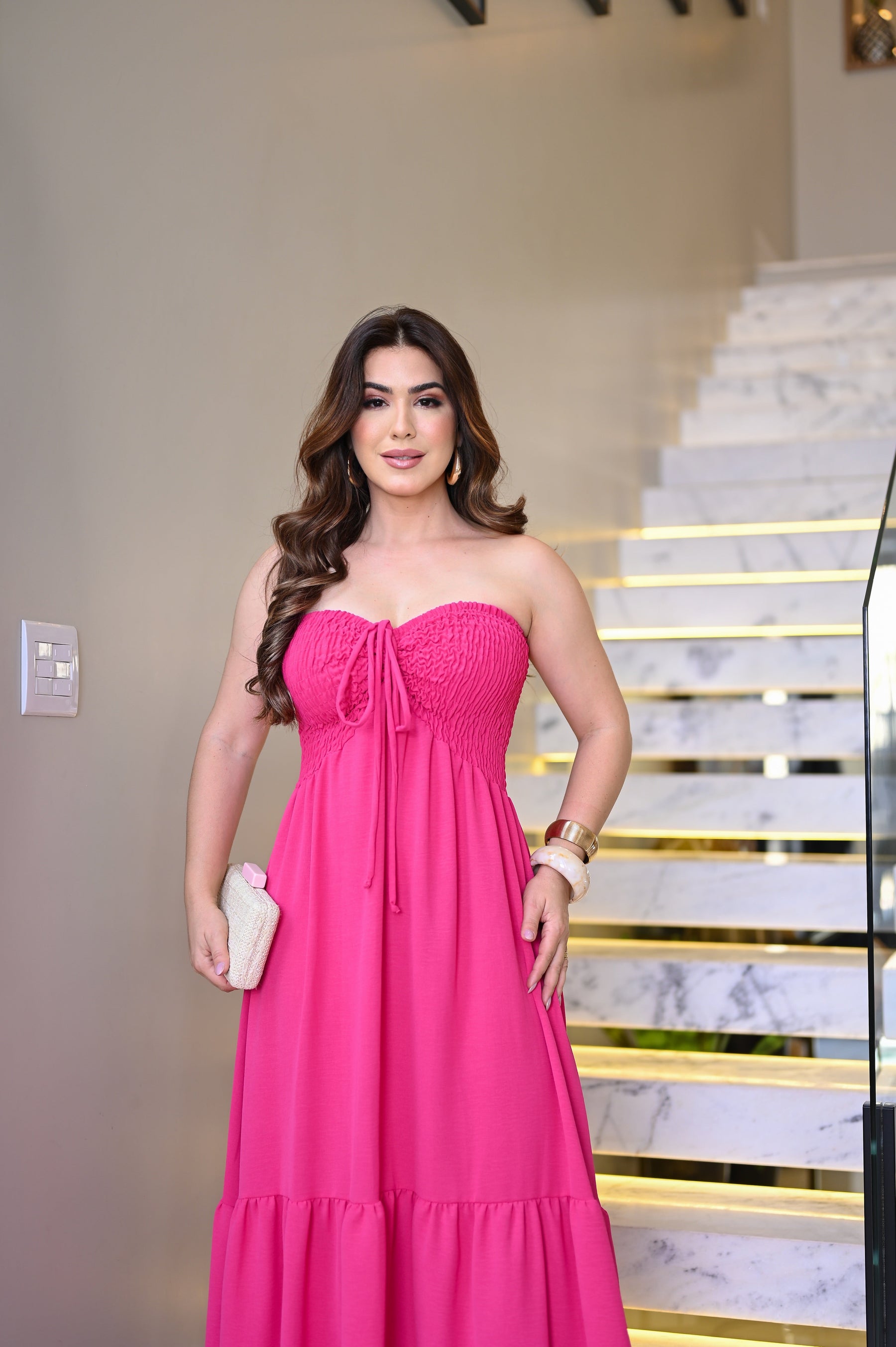 Vestido longo lastex - B383