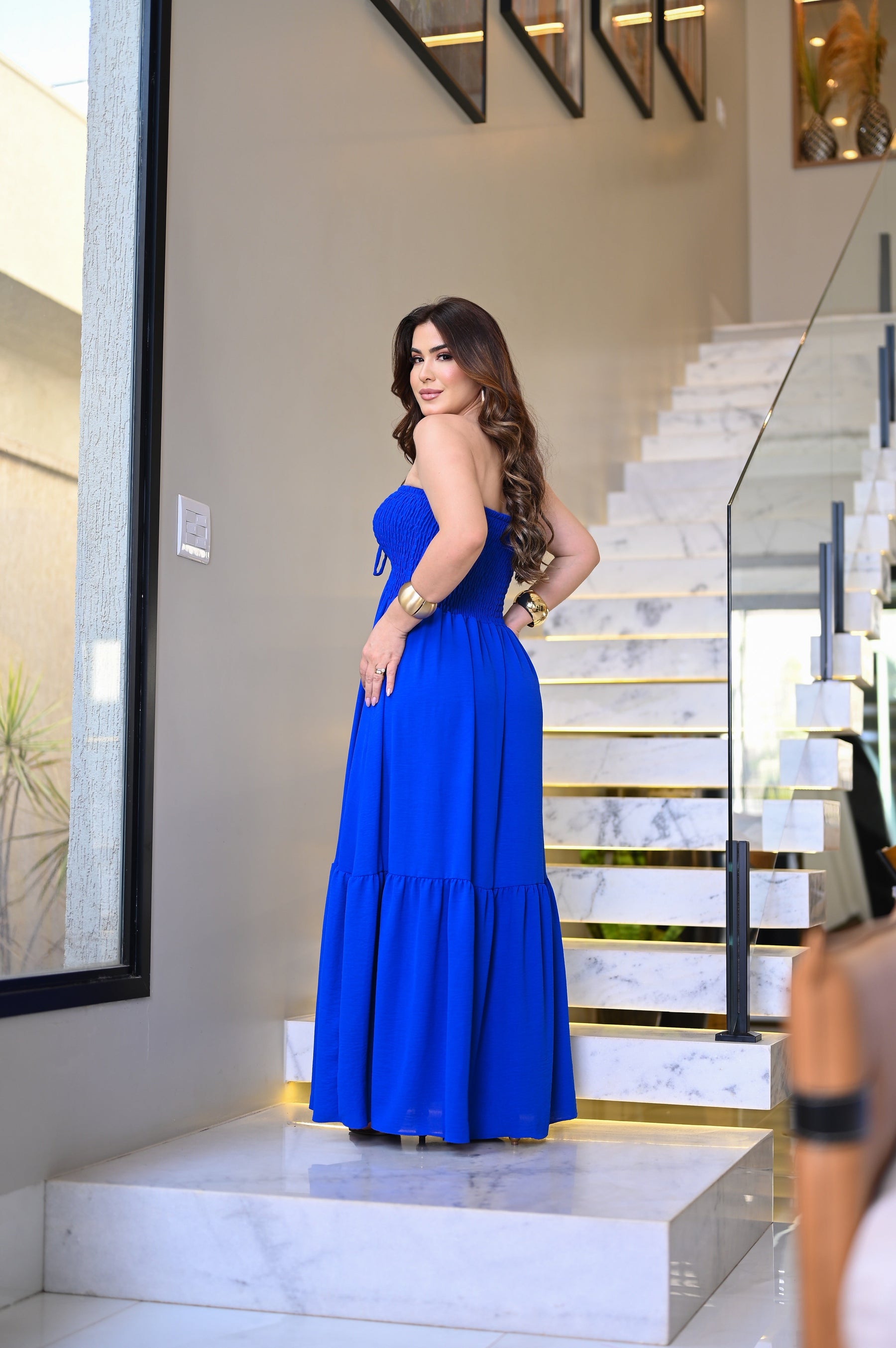 Vestido longo lastex - B391