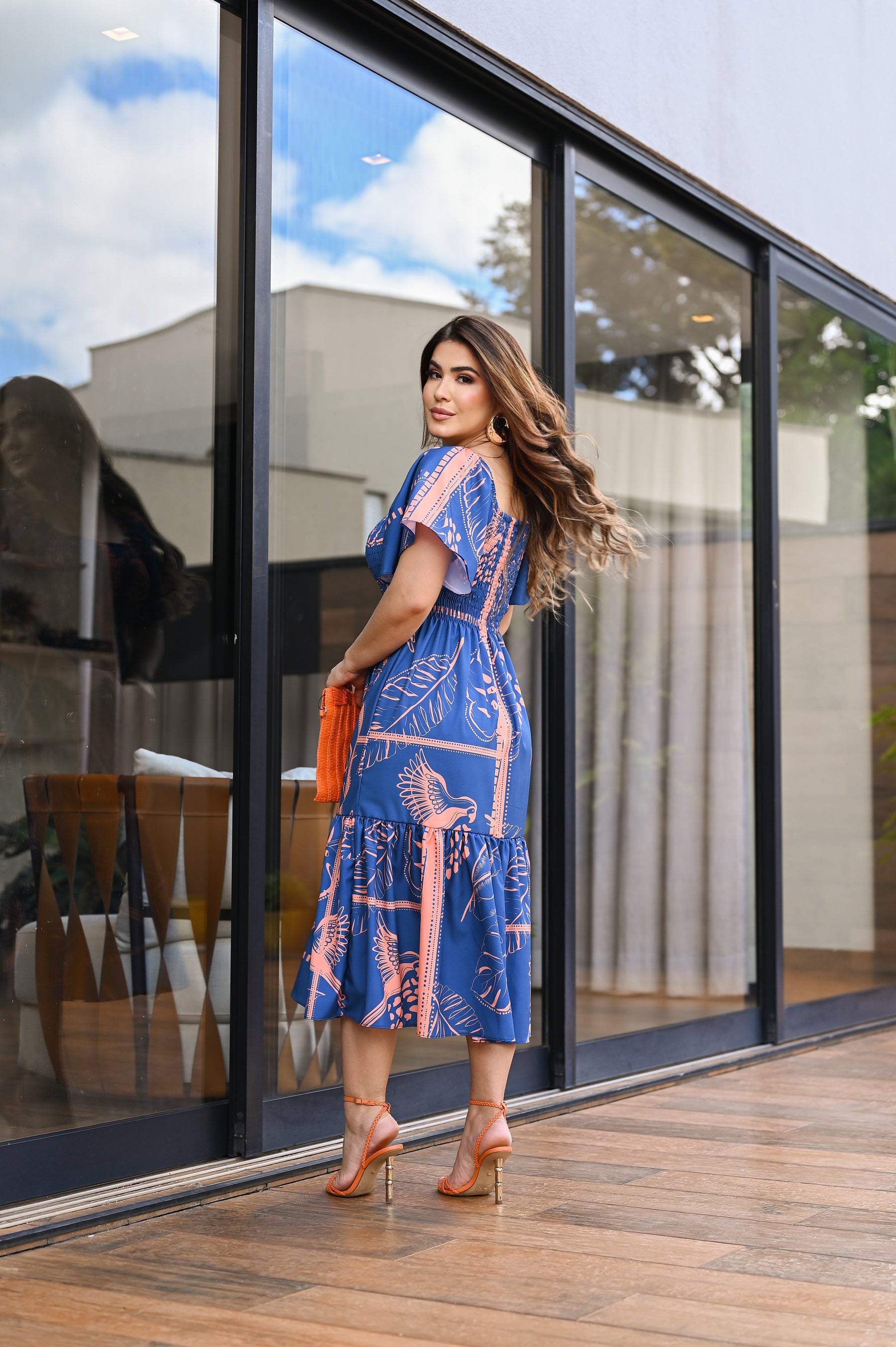 Vestido midi lastex - B346